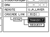 SYNC 파라미터에대해 TRANSMIT 버튼대신에 REQUEST 버튼을선택한경우복사방향을역방향으로할수있습니다.