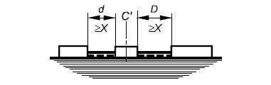 [ 별표 ] 안전증방폭구조 i 나사머리와움푹파인부분의벽사이의간격이충분히넓은경우에고려한다. j 좁은폭의나사머리와벽간의간격거리가 X mm와같을때연면거리의측정은나사로부터벽간의거리를측정한다. k 절연공간거리 = d + D 연면거리 = d + D C' 도체사이의절연경로상에삽입된도전성부분 절연공간거리연면거리 [ 그림 1] 절연공간거리와연면거리의측정 라.