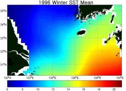 2) 해수면온도 (Sea Surface Temperature) Fig. 5. Seasonal variations of SST(1996) Table 2.