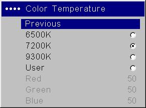 색공간 : 이옵션은컴퓨터및구성품비디오자원에적용됩니다 (480i/576i 제외 ). 입력신호에맞게특수하게조정된색공간을선택할수있습니다. ' 자동 ' 이선택되면프로젝터가자동으로표준을결정합니다.