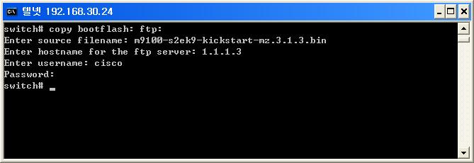 Backup CLI 에서 FTP 서버로이미지전송 현재현재MDS MDS에있는있는이미지이미지확인확인명령어 dir dir bootflash: MDS MDS 이미지를 PC PC의 FTP