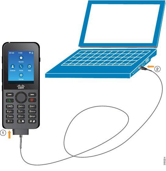 전화기설치 전화기구성 단계 1 핀을맞추고 USB 케이블의긴커넥터를전화기하단에연결합니다. 단계 2 다른쪽끝을컴퓨터의 USB 포트에꽂습니다. 전화기구성 전화기구성은다음방법중하나를사용합니다. 관리자가전화기를설정합니다. 이럴경우, 사용자는구성작업을할필요가없습니다. 관리자가구성메뉴에대한사용자의액세스를잠글수있습니다.