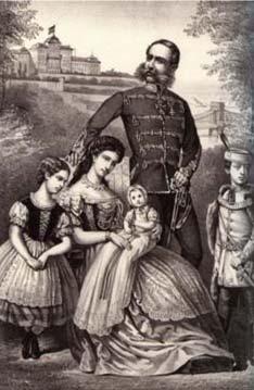 19 세기왕정복고시대헝가리여성복식에나타난민족주의특성 71 Fig. 23. Queen Elisabeth and her family in 1867. Magnificent life of Hungarian aristocracy under the reign of the Habsburg dynasty, in the 17-19th century (2013), p.