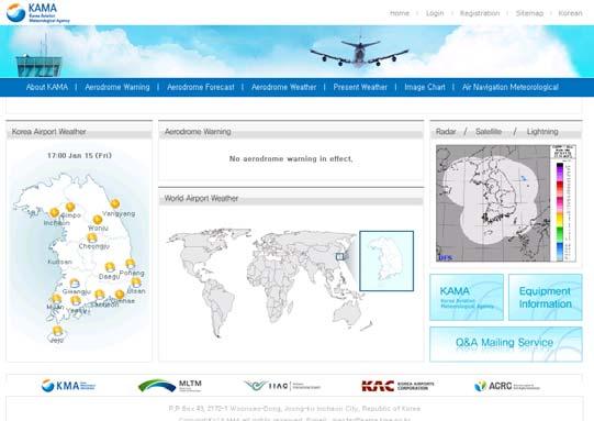 4. 항공기상서비스강화 가. 항공기상청영문홈페이지구축 항공기의안전운항지원을목 < 그림 4-3-3> 항공기상청영문홈페이지적으로영문홈페이지를새롭게구축하여 2009년 11월부터서비스를시작하였다.