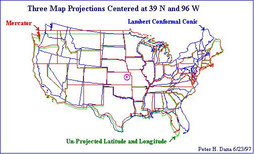 미국은국가측지국 (National Geodetic Sruvey, NGS) 에서 1983년국가평면좌표계 (State Plane Coordinate) 를도입하였다.