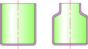 그림 2-25 벌징 (5) 네킹 (Necking) 원통형부품의직경을감소시키는가공.