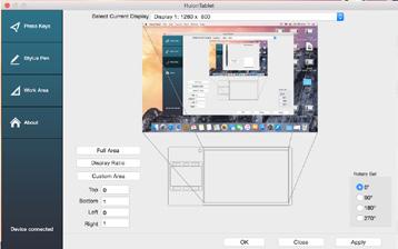 그래픽태블릿환경설정 21 Work Area 선택 Huion Tablet 화면에서왼쪽에있는 Work Area 을선택하면