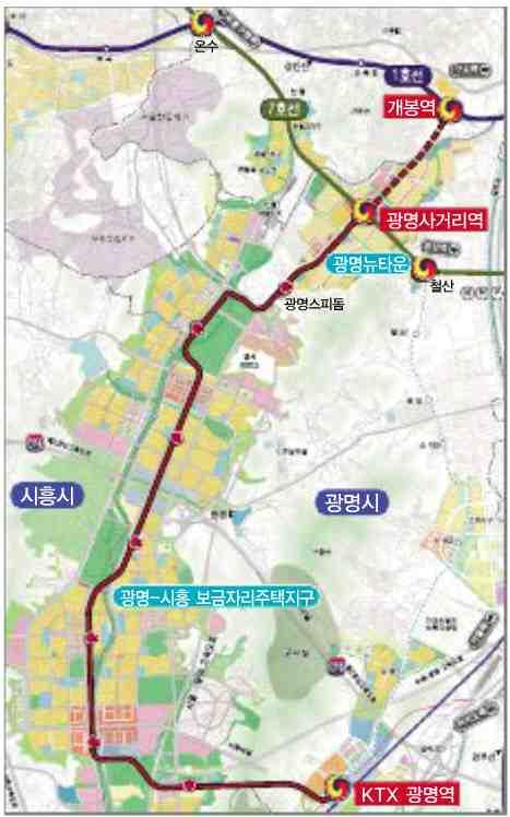 2) 광명시흥선 광명시흥선은 2013 년 7 월 17 일 경기도 10 개년도시철도기본계획 에 확정 고시된사업으로총연장 12.
