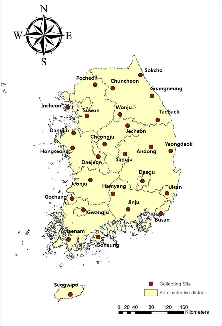 주간건강과질병 제 11 권제 15 호 Figure 1. Collection areas Figure 2.