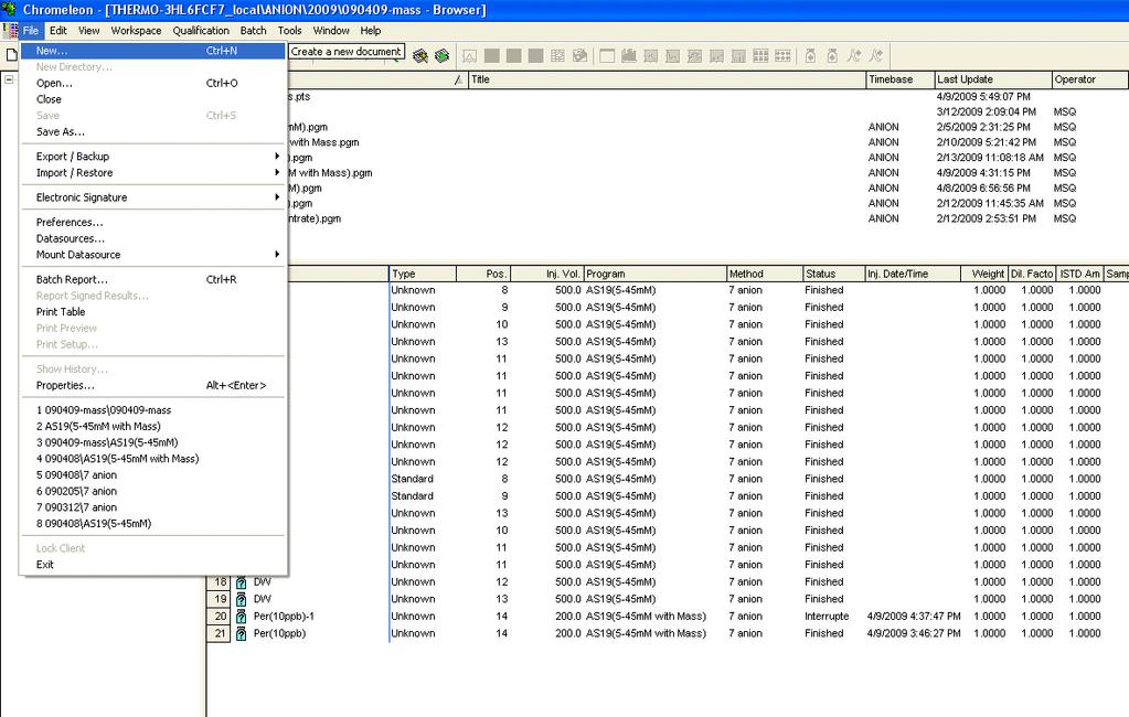 Program, Method, Sequence file 대부분 program file 과 method file, sequence