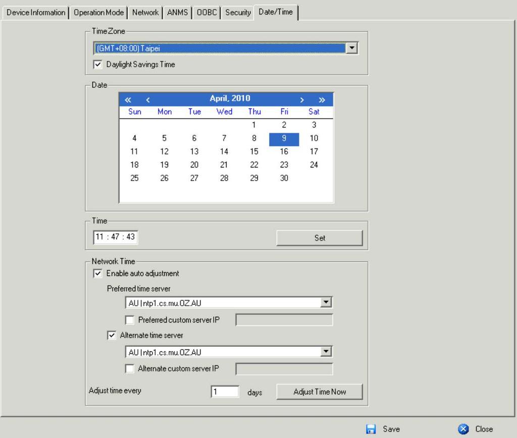 날짜 / 시간 날자 / 시간다이얼로그페이지에서 KVM over IP 스위치의시간을설정할수있습니다 : 아래의내용을참조하여시간을설정할수있습니다.