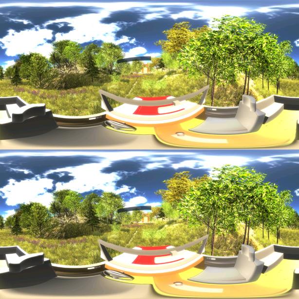 Development of an Interactive Virtual Reality Service based on 360 degree VR Image [Fig. 4] Stereo VR image 4.2 상호작용데이터구축 [Fig. 5] 은상호작용에해당하는데이터를구축한모습을보인다.