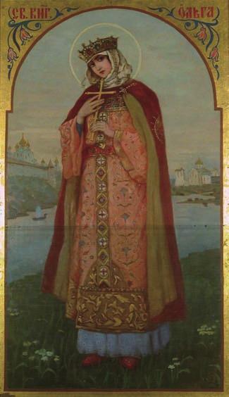 고리공이 945 년자신의영토내에서드레블랸예 (Древляне) 족으로부터조공을거두다가죽음을맞이하게되자어린아들스뱌토슬라프 (Святослав) 를대신해 945~963 년동안섭정을함으로써, 루시의실질적군주가되었다.
