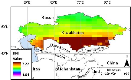 72 중앙아시아에너지플랜트시장전망과한국의참여방안에관한연구 그림 3-2. 카자흐스탄일사량 (NASA) 자료 : EBRD(2009), Kazakhstan Country Profile. 표 3-3.