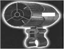 8513.10 XVI 휴대용 램프 수렵용 소총의 망원조준기 위에 장착되는 것으로서, 원통형의 하우징에 할로겐 램프와 반사경이 있고 이를 망원조준기에 부착하기 위한 장치가 결합되어 있다. 전선을 통해 총 개머리판에 부착된 컨트롤 박스(스위치와 축전지를 포함하고 있음)에 연결된다. 8516.10 8516.
