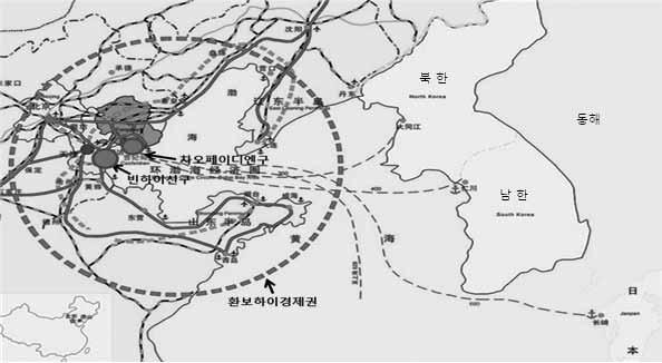 오페이덴구와의거리는약 90 여km에불과 빈하이신구는국가가경제구역관련계획수립및추진에직접적으로관여하는국가급신구 ( 國家級新區 ) 2 지역임 < 그림 1> 빈하이신구위치 행정구역상탕구 ( 塘沽 ) 구, 한구 ( 漢沽 ) 구, 따강 ( 大港 ) 구 3, 둥리 ( 東麗 ) 구및진난 ( 津南 ) 구일부, 3개기능구 ( 개발구, 보세구, 톈진항 ) 로구성 4