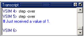이 input parameter 로 int_var 를가져온 C function print_int 를호출합니다. 이행이실행된후에 Transcript Window 를보면다음과같은메시지를확인할수있습니다. Just received a value of 0. 4.