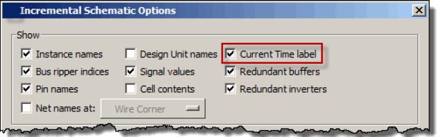 wave viewer 에서 cursor 로지정된 Active time 을사용하지만, Schematic 윈도우에 Active time label 을설정할수있습니다. 1. Incremental View 에 Active time 표시하기 A.