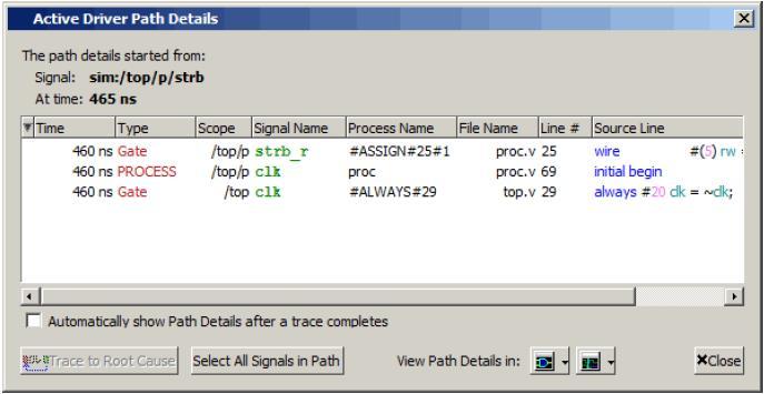 Active Driver Path Details 윈도우에서는선택한 event 의 sequential process 에대한정보를보여줍니다. Figure 9-24.