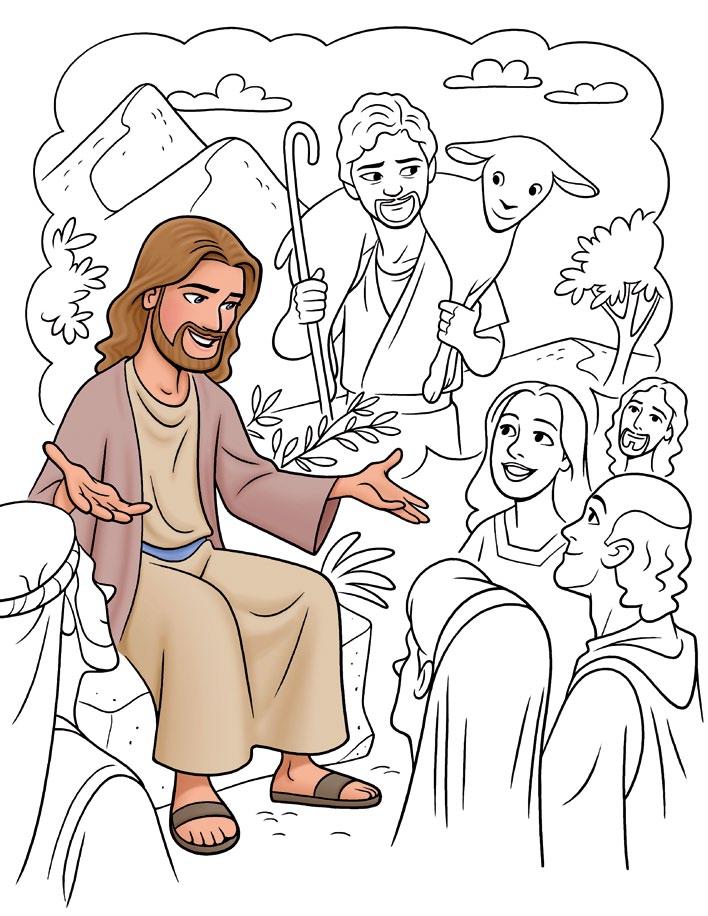색칠하기 어린이 삽화 : 재러드벡스트렌드 예수님께서잃어버린양의비유를가르치십니다