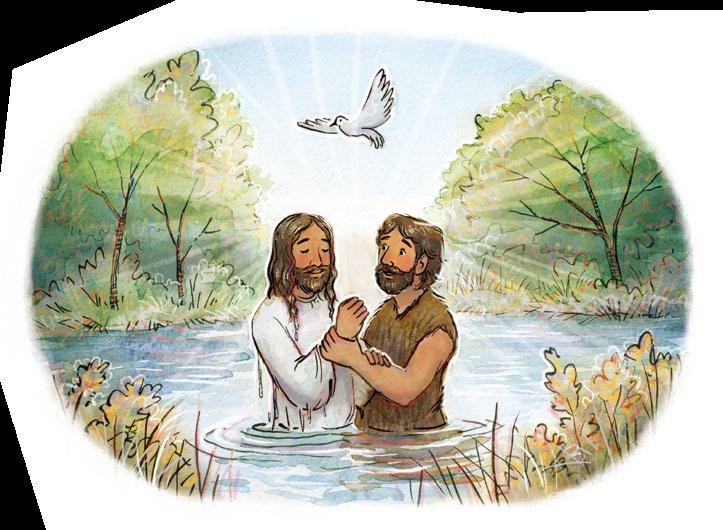 침례요한이예수님을침례한후, 성신이비둘기의형상으로내려왔어요.