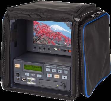 이시스템은튼튼한이동케이스안에 Datavideo의 DN-400과 TLM-700이병합되어있으며, 전원분배시스템도통합되어있습니다.