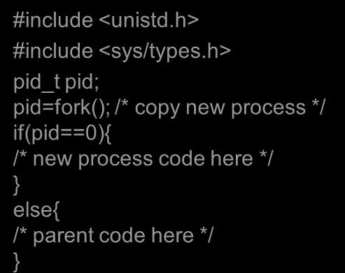 fork() example #include <sys/types.h> #include <unistd.