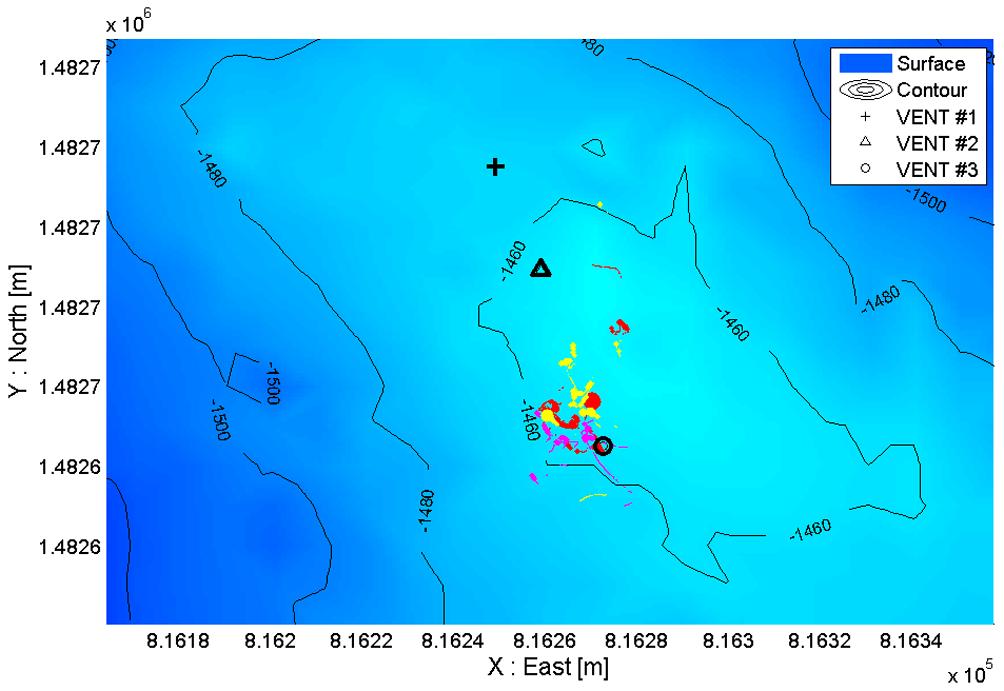 394 Pan-Mook Lee et al. Fig. 8 Temperature variation map near the vents area. Fig. 9 ROV tracks for hydrothermal vents on summit area of the volcano.