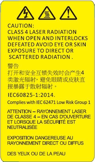 본제품은 IEC 60825-1 : 2014 에따라 CLASS 1 레이저제품 위험그룹 1 로분류되며 2007 년 6 월 24 일자레이저고지 No.