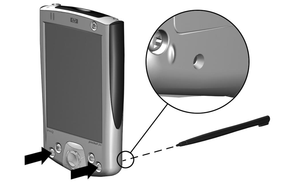 ipaq Pocket PC 소개 전체재설정수행 전체재설정은 " 하드재설정 " 이라고도합니다. 모든설정, 프로그램및데이터를 RAM에서지우려면전체재설정을수행합니다. 전체재설정을수행하면전지가비활성화됩니다. 전지를다시활성화해야전원버튼을사용할수있습니다.