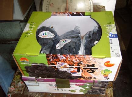 포도싱가포르시장동향 - 한국산포도는 5kg 1 단단보루포장상자에 625g 소포장을넣어소매판매에서 사용할수있도록하고있음 (2004 년기준 ) 거봉 2kg