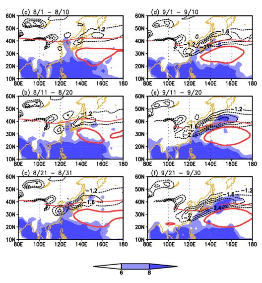 제 2 장장마의기후학적특성 [ 그림 2-5] 8 월부터 9 월까지 10