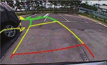 후방카메라이용하기 & PGS (Parking Guide System) - 옵션 평행주차 평행주차조향연동주행궤적거리표시는다음과같습니다. PGS 화면에서 [ ] 를누르세요.