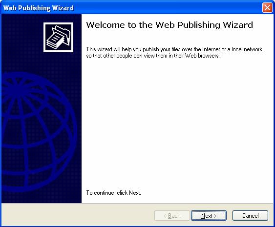 이아이콘을클릭하면 Web Publishing Wizard (