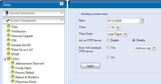 System Management( 시스템관리 ) System Management ( 시스템관리 ) 메뉴에서는 N8800 의시스템관리기능을구성하는데사용할수있는여러설정을제공합니다. 이메뉴에서는시스템시간, 시스템알림을설정할수있으며펌웨어업그레이드도할수있습니다.