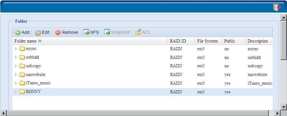 RAID ID 폴더가상주할 RAID 볼륨 Folder Name ( 폴더이름 ) 폴더의이름을입력합니다. Description ( 설명 ) 폴더에대한설명을제공합니다.