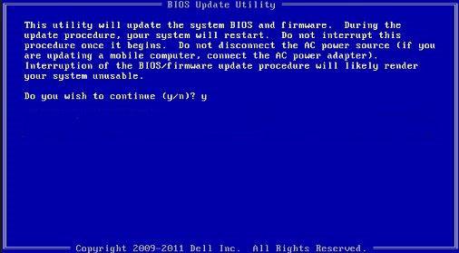 그림 5. DOS BIOS 업데이트화면 Linux 및 Ubuntu 환경에서 Dell BIOS 업데이트 Ubuntu 와같은 Linux 환경에서시스템 BIOS 를업데이트하려면 http://www.dell.