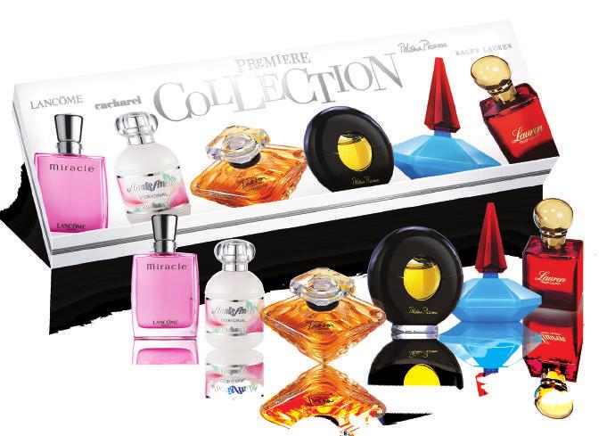 in The Best of Lancôme Fragrances, featuring a collection of Lancôme signature fragrances: Miracle, Trésor, Hypnôse, Trésor in Love & Poême.