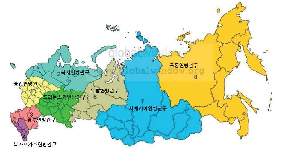 주, 특별시등 6개의단위로나눠지며세부적으로 2개의연방특별시 ( 모스크바, 상트페테르부르크 ), 21개공화국 (Republic), 9개지방 (Krai), 46개주 (Oblast), 1개자치주 (Autonomous Oblast), 4개자치구 (Autonomous Okrug) 로구성됨 1) - 러시아연방관구로는중앙연방관구, 북서연방관구,