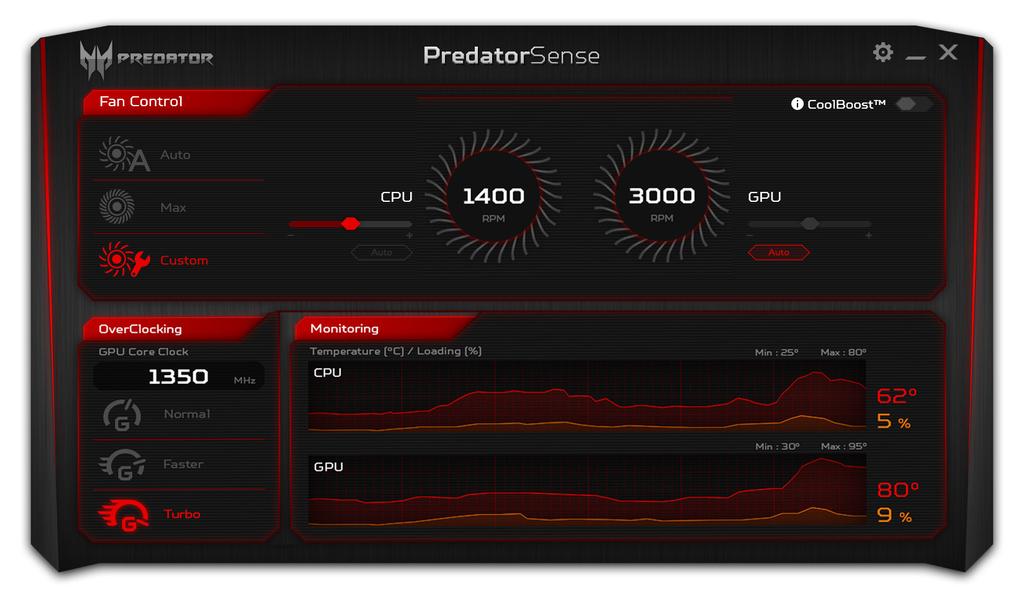 PredatorSense - 35 P REDATORS ENSE PredatorSense 는사용자가프로세서를오버클록킹하고냉각을제어함으로써게임에서우위를점할수있게도와줍니다. 추가적인설정은스티키키및 Windows/Menu 키를끌수있도록하여키제어를높여줍니다.