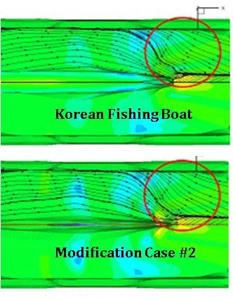 18 한국저속소형연안어선의저항성능 Fig. 13 Comparison of the pressure resistance coefficients between Korean fishing boat and modification case #1 Fig.