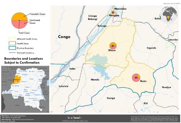 주간감염병소식지 (2018-30 주 ) 2018 년콩고민주공화국내에볼라바이러스병유행의지리적분포및유행곡선 < 출처 : WHO, Ebola virus disease-democratic Republic of the Congo, 2018. 7. 25.> - ( 발생 ) 2018. 4. 4.-7. 24.