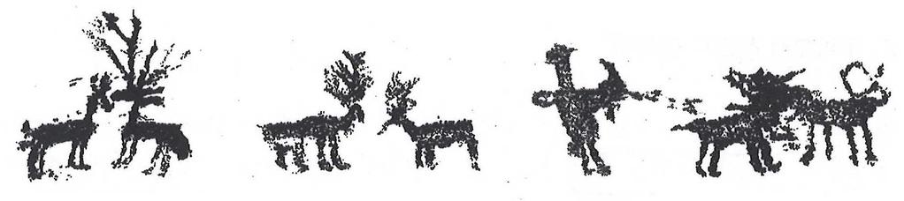 대곡리암각화사슴상 암수가마주보고서로머리를포개고있는등쌍으로묘사된천전리암각화의사슴상 ( 도 5) 과달리, 대곡리암각화사슴상 ( 도 5-1)