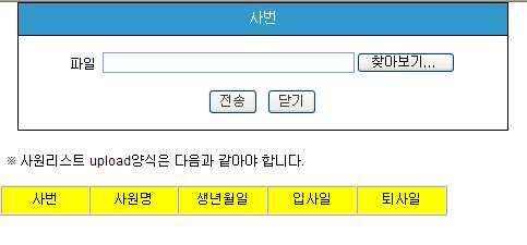 (1) 사원정보등록 입사한직원의사원정보를시스템입력합니다. 입력하는방법은사원정보에서직접추가하는방 법과업로드하는방법이있는데, 편의에따라선택하여사용하십시오. 1) 업로드 1 IFRS 기초자료엑셀 Upload 에서사원 [ 실행 ] 합니다.