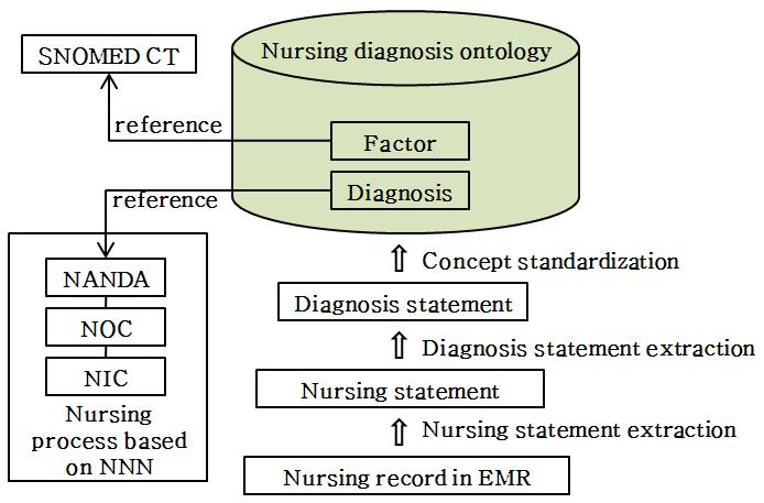 박정은 정귀애 조훈등 CT로표현된 113개의관련요인과 27개의간호진단으로구성된지식체계를간호진단온톨로지 (nursing diagnosis ontology) 로정의한다. 연구방법 1.