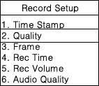 - 7-2-2-2. Quality ( 영상화질 ) 영상의품질을선택할수있습니다. a. Record Setup 모드에서, & 를사용하여 2.Quality 를찾습니다.> M 을눌러선택합니다. b.