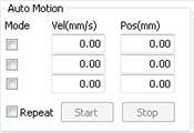 2 Start 버튼을클릭하면체크한모드순서대로동작합니다. 3 Repeat을선택하면동작모드가반복됩니다. 그림 118- Auto Motion 5.1.3.3. Jog Motion 1 Acc/Dec, Jerk, SPD(Speed) 값을입력합니다.