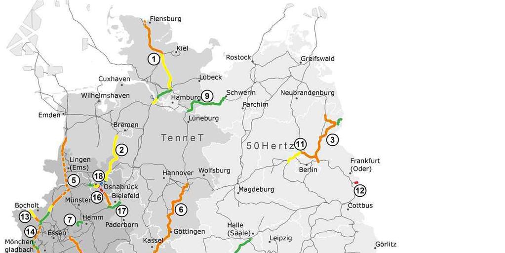2.1.2 송배전망구성독일의주요송전망은 2015년말기준으로총회선 1,816,857km 의송배전망을운영하고있다.