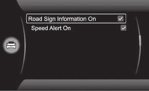 07 운전자지원시스템 07 RSI 끄기 MY CAR 메뉴시스템 (99 페이지 ) 에서 RSI 에접속한후 Road sign information(rsi 켜기 ) 에서체크표시를제거하고 EXIT 버튼을눌러종료합니다. 과속경고켜기 / 끄기 제한속도를 5km/h 이상초과하면시스템이경고 ( 과속경고 ) 를보내도록설정할수있습니다.