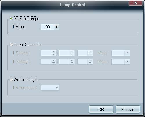 Manual Lamp Control로조정하면자동으로 Auto Lamp Control은 Off 됩니다. 선택된디스플레이의백라이트를시간에관계없이조정합니다.